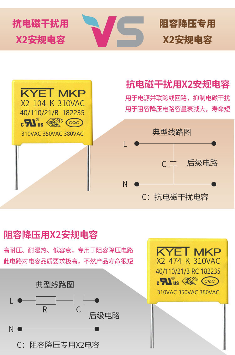 阻容降壓專用X2安規(guī)電容區(qū)別 阻容降壓專用X2安規(guī)電容區(qū)別